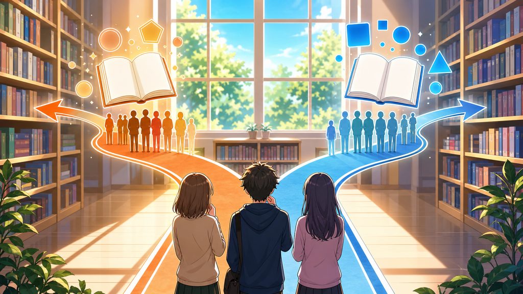 賛否の論点と読者属性別の向き不向き判定マップのイメージ