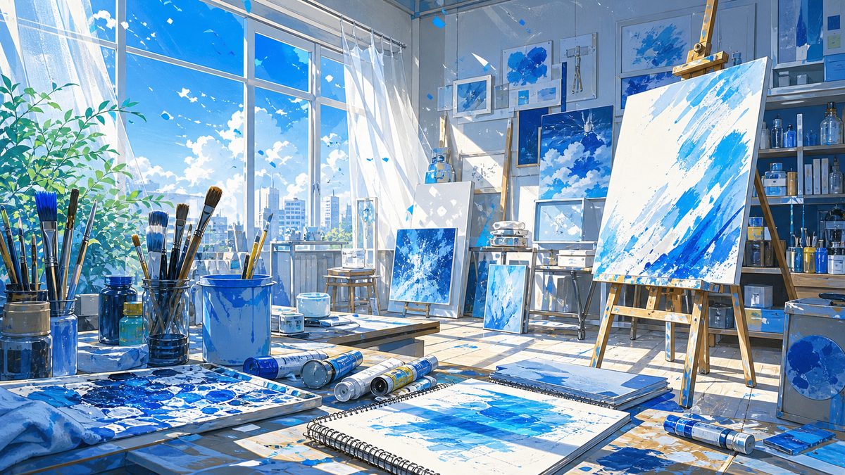 ブルーピリオドのタイトルに込められた青の意味を表すアートスタジオイメージ